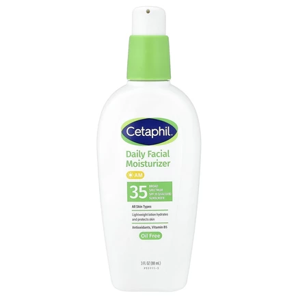 Cetaphil, Ежедневное увлажняющее средство для лица без масла, с солнцезащитным кремом, SPF 35, 88 мл (3 жидк. Унции)