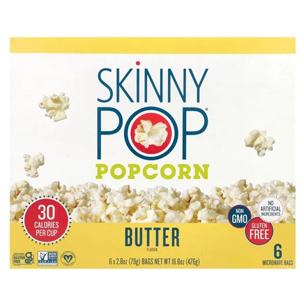 SkinnyPop, Popcorn, Butter, 6 Bags, 2.8 oz (79 g) Each