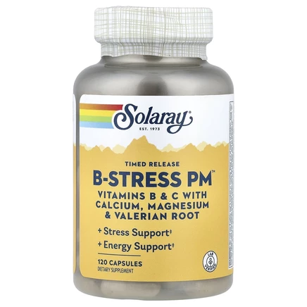 Solaray, Витамин B-Stress PM с замедленным высвобождением, 120 капсул
