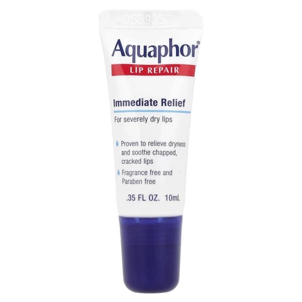 Aquaphor, Восстанавливающее средство для губ мгновенного действия без отдушек, 10 мл (0,35 жидкой унции)