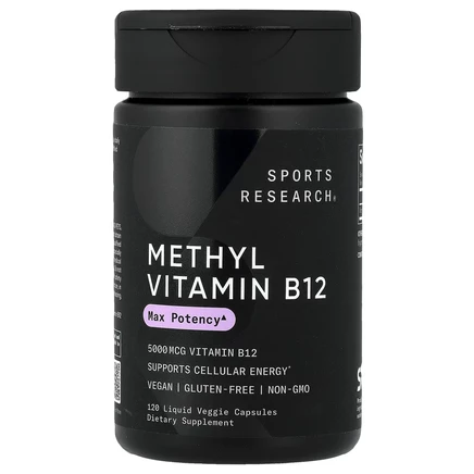 Витамин B12 Sports Research, 5000 мкг, 120 капсул