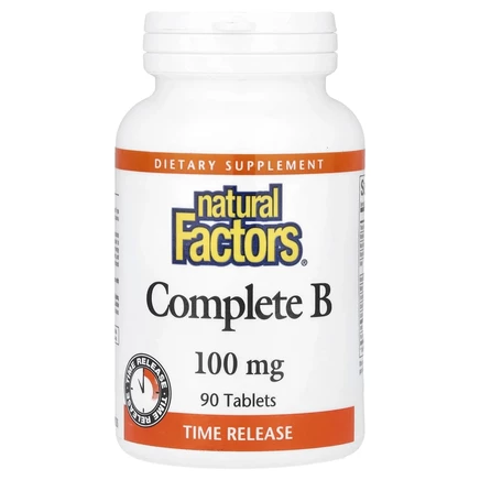 Natural Factors, полный комплекс витаминов группы В, 100 мг, 90 таблеток