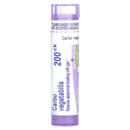 Boiron, Carbo Vegetabilis, 200CK, от вздутия живота и газообразования, прибл. 80 гранул