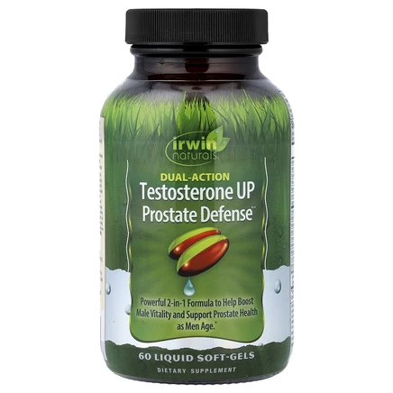 Irwin Naturals, Testosterone UP Prostate Defense, двойного действия, 60 мягких таблеток