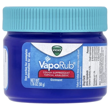 Vicks, VapoRub, анальгетическая мазь против кашля, для местного применения, 50 г (1,76 унции)