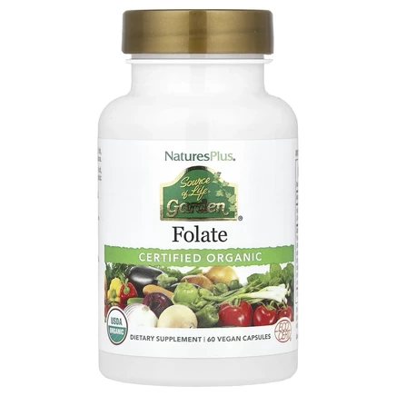 NaturesPlus, Source of Life®, Garden, фолат, 60 веганских капсул