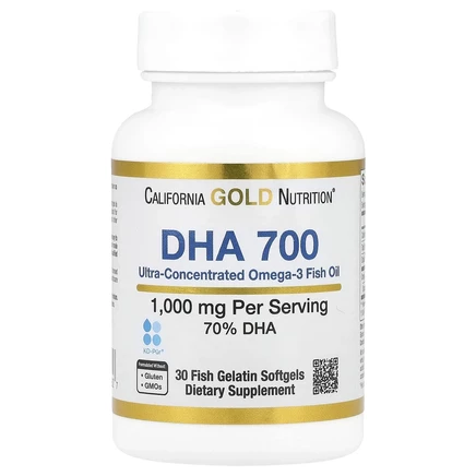 California Gold Nutrition, DHA 700, рыбий жир фармацевтической степени чистоты, 1000 мг, 30 рыбно-желатиновых капсул