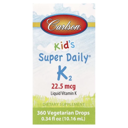 Carlson, Super Daily K2 для детей, 22,5 мкг, 10,16 мл (0,34 жидк. унций)