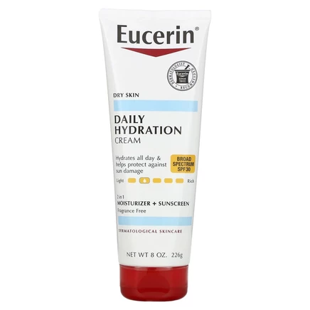 Eucerin, ежедневный увлажняющий крем, SPF 30, без отдушек, 226 г (8 унций)