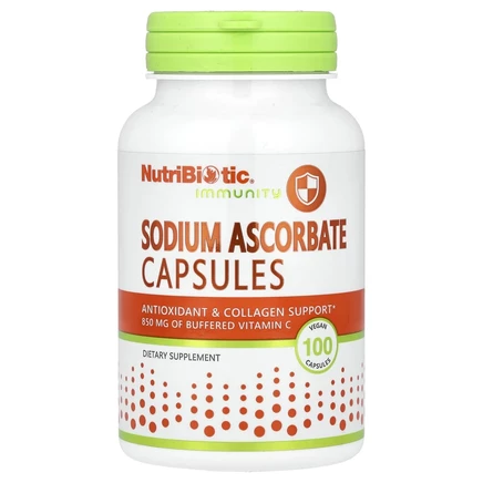 NutriBiotic, Immunity, аскорбат натрия, 100 веганских капсул