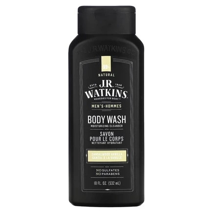 J R Watkins, Гель для душа для мужчин, сандаловое дерево и ваниль, 532 мл (18 жидк. Унций)