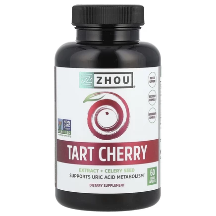 Zhou Nutrition, экстракт терпкой вишни и семена сельдерея, 60 вегетарианских капсул