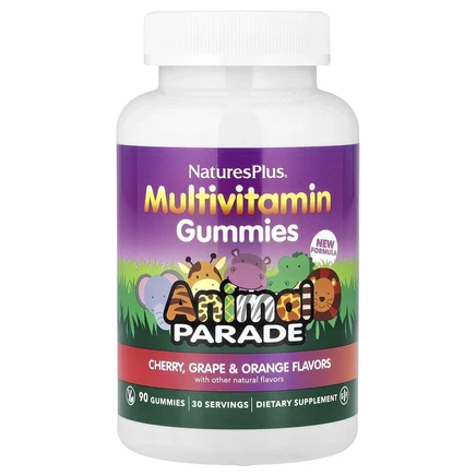 NaturesPlus, Animal Parade®, мультивитамины, со вкусом вишни, винограда и апельсина, 90 жевательных таблеток