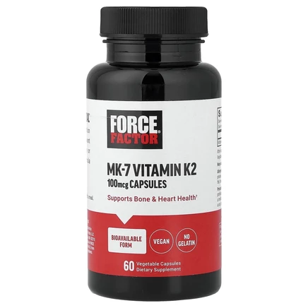 Force Factor, MK-7, витамин K2, 100 мкг, 60 растительных капсул