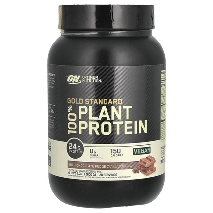 Optimum Nutrition, Золотой стандарт, 100% растительный белок, насыщенная шоколадная помадка, 800 г (1,76 фунта)