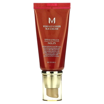 Missha, M Perfect Cover, BB-крем, SPF 42/PA+++, оттенок 25 теплый бежевый, 50 мл (1,7 унции)
