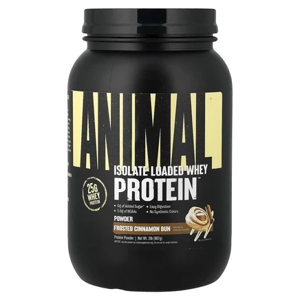 Animal, Isolate Loaded Whey Protein™, порошок из сывороточного протеина, со вкусом булочки с корицей, 907 г (2 фунта)