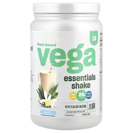 Vega, Растительный коктейль Essentials, ваниль, 619 г (1 фунт 5,9 унции)