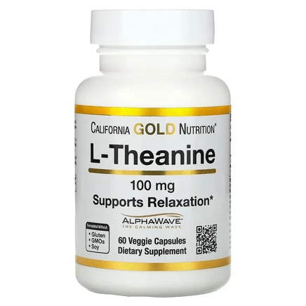 California Gold Nutrition, L-теанин, с AlphaWave, 100 мг, 60 растительных капсул