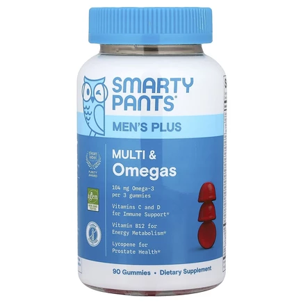 SmartyPants, мультивитамины и омега для мужчин, со вкусом малинового лимонада, 90 жевательных таблеток
