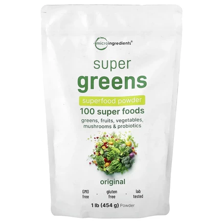 Micro Ingredients, Super Greens, суперфуды в порошке, оригинальный вкус, 454 г (1 фунт)