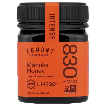 Egmont Honey, мед манука, необработанный и непастеризованный, UMF™ 20+, MGO 830+, 250 г (8,8 унции)