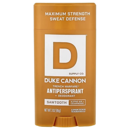 Duke Cannon Supply Co., Trench Warfare® антиперспирант и дезодорант, Sawtooth, альпийский воздух и кедр, 85 г (3 унции)