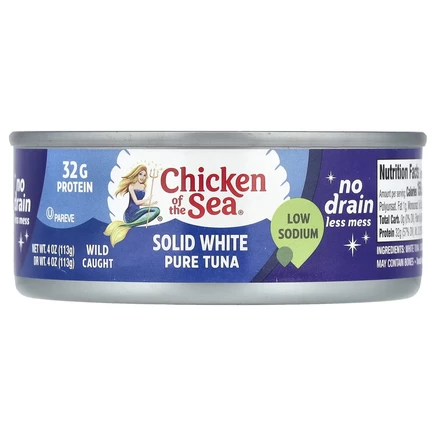 Chicken of the Sea, Чистый белый тунец, с низким содержанием натрия, 113 г (4 унции)