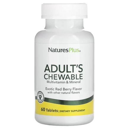 NaturesPlus, Жевательные мультивитамины и минералы для взрослых, экзотические красные ягоды, 60 таблеток