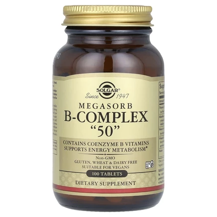 Solgar, Megasorb B-Complex «50», 100 таблеток