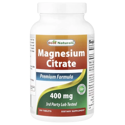 Best Naturals, цитрат магния, 400 мг, 250 таблеток (200 мг в 1 таблетке)