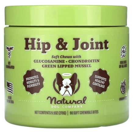 Natural Dog Company, добавка для бедер и суставов, для собак всех возрастов, 90 мягких жевательных таблеток, 270 г (9,5 унции)