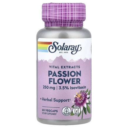 Solaray, Vital Extracts, Passion FLower, 250 мг, 60 растительных капсул