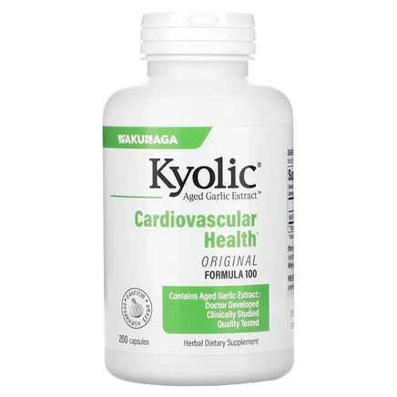Kyolic, Экстракт выдержанного чеснока, формула 100 для здоровья сердечно-сосудистой системы, 200 капсул