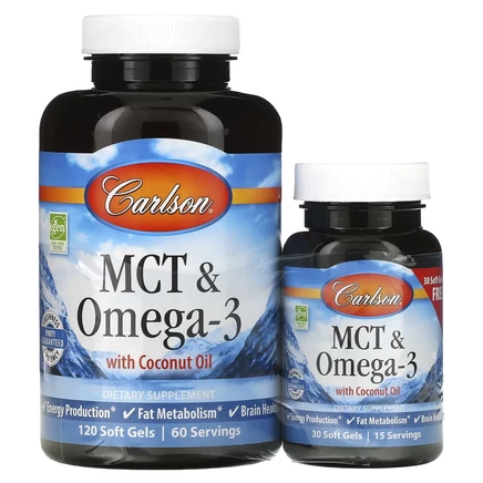 Капсулы Carlson MCT и омега-3, 120 + 30 шт.