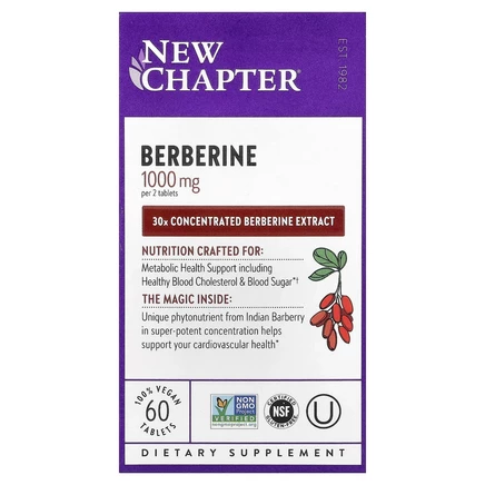 New Chapter, Berberine, 1,000 mg, 60 Vegan Tablets (500 mg per Tablet)