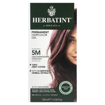 Herbatint, Перманентная краска-гель для волос, 5M, светлый махагоновый каштан, 4,56 жидкой унции (135 мл)