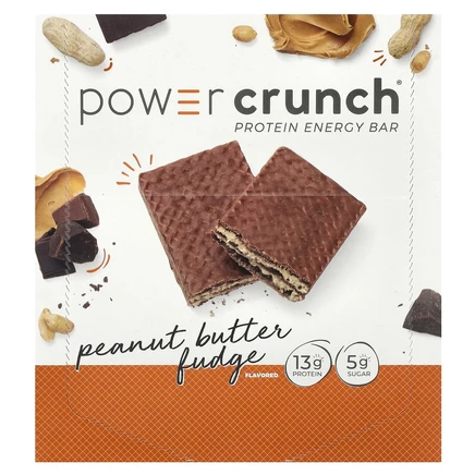 BNRG, Power Crunch, протеиновый энергетический батончик со вкусом арахисового масла и ирисок, 12 шт. по 40 г