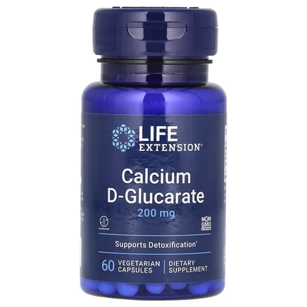 Life Extension, D-глюкарат кальция, 200 мг, 60 вегетарианских капсул