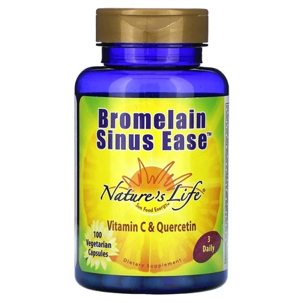 Nature's Life, бромелаин Sinus Ease, 100 вегетарианских капсул