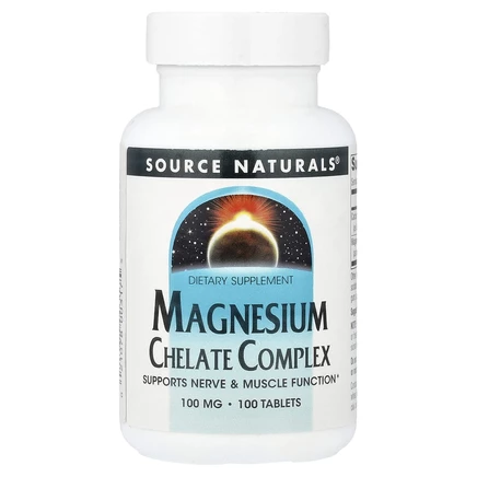 Source Naturals, комплекс хелата магния, 100 мг, 100 таблеток