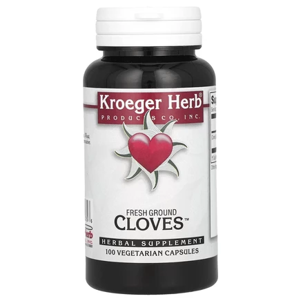 Kroeger Herb Co, свежемолотая гвоздика, 100 вегетарианских капсул