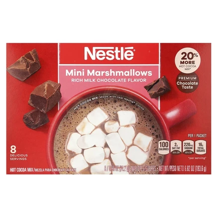 Nestle Hot Cocoa Mix, Зефир, насыщенный молочный шоколад, 8 конвертов