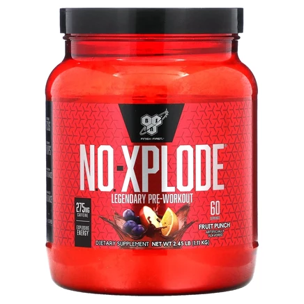 BSN, N.O.-Xplode, легендарное предтренировочное средство, фруктовый пунш, 2,45 фунта (1,11 кг)