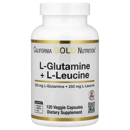 Super Nutrition, L-глютамин + L-лейцин, 120 растительных капсул