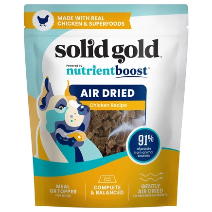 Solid Gold, Вяленая на воздухе мука или топпер, для собак, рецепт с курицей, 454 г (16 унций)