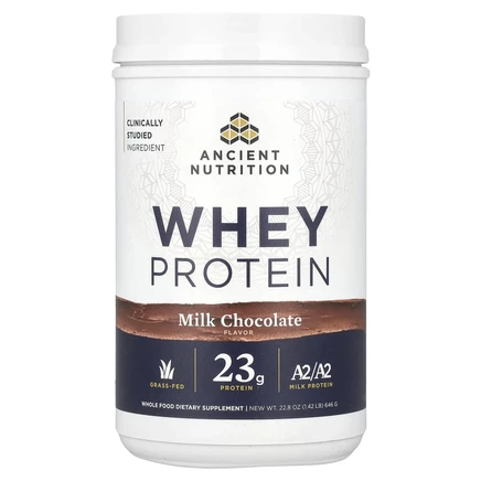 Ancient Nutrition, Сывороточный протеин, молочный шоколад, 646 г (1,42 фунта)