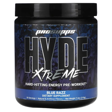 ProSupps, Hyde Xtreme, предтренировочный комплекс для повышения уровня энергии, со вкусом голубой малины, 210 г (7,4 унции)