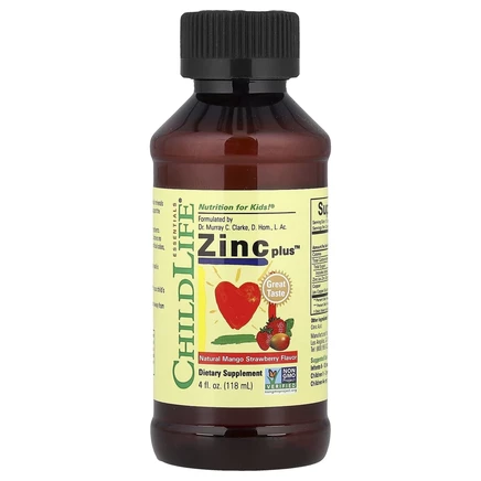 ChildLife Essentials, Essentials, Zinc Plus, цинк, натуральный вкус манго и клубники, 118 мл (4 жидк. унции)