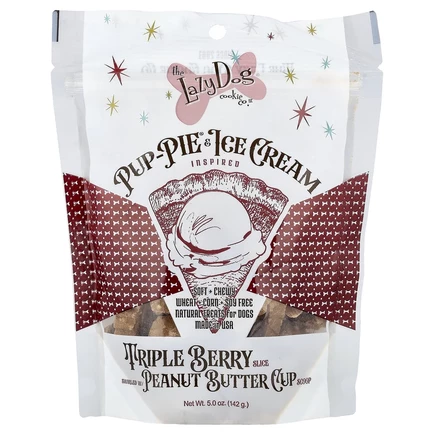 Lazy Dog Cookie, Pup-Pie® и мороженое, лакомство для собак, ломтик из трех ягод с мерной ложкой из арахисовой пасты, 142 г (5 унций)